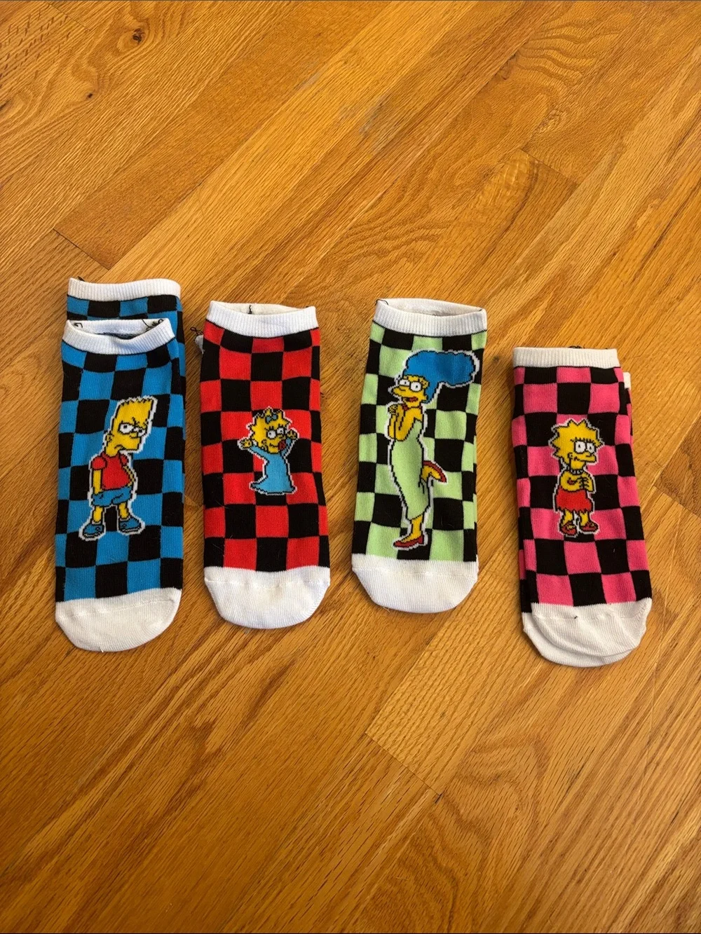 Checkerboard Simpson Characters Ankle Socks - Multi Color (NWOT)